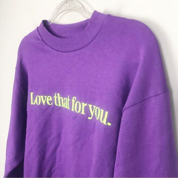 ASOS | NEW Love That For You Purple & Lime Crewneck Sweatshirt Women’s Size 2 - Picture 2 of 9